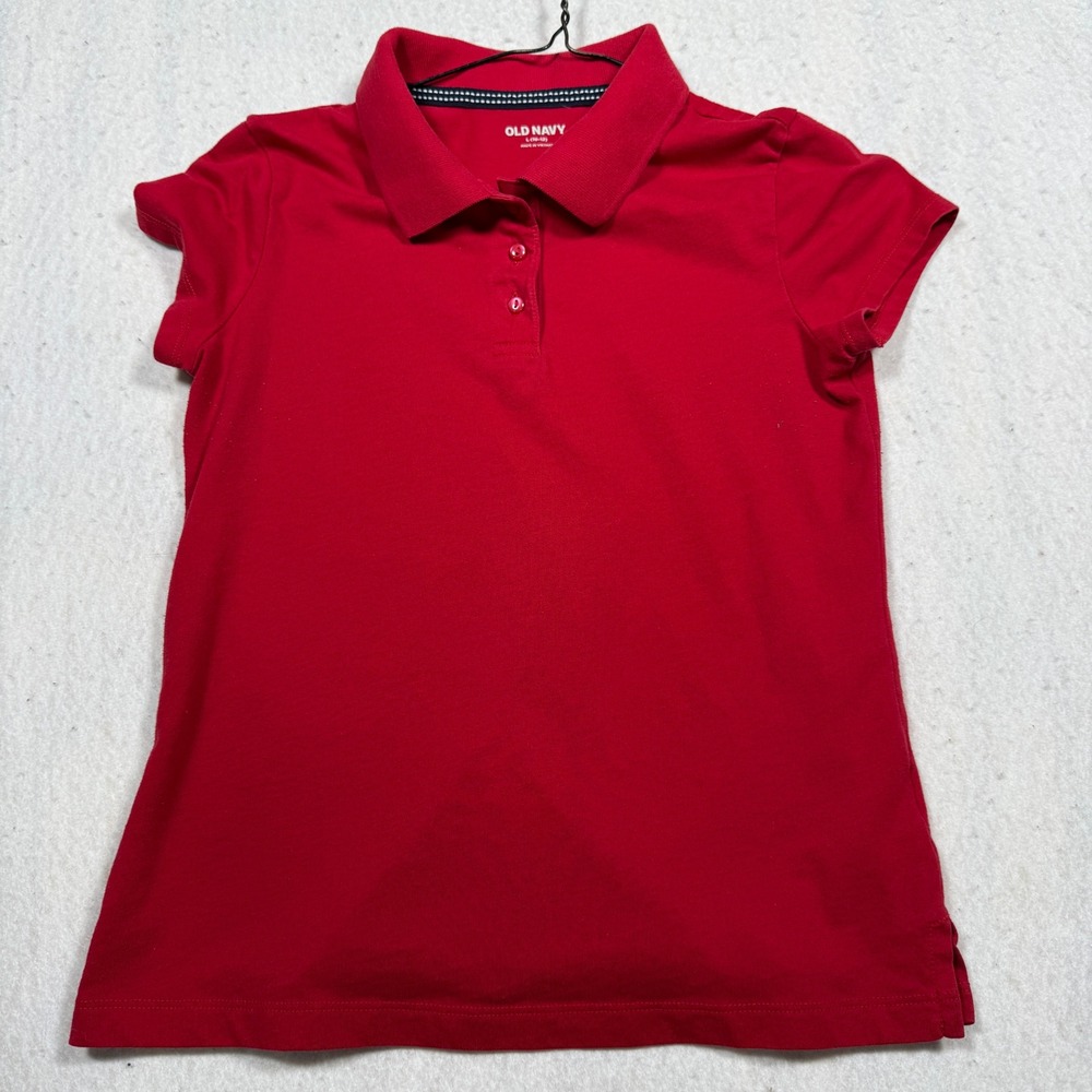 Old Navy Kids Red Short Sleeve Polo Shirt School Uniform Size L 10-12